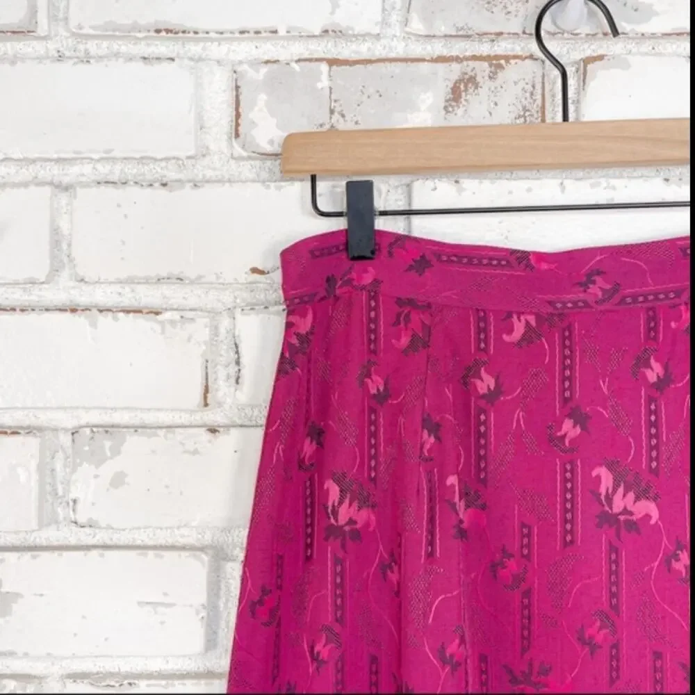 Vintage 80s Magenta Pink Floral Boho Southwestern Print Blazer Skirt Set 14 - Picture 11 of 11